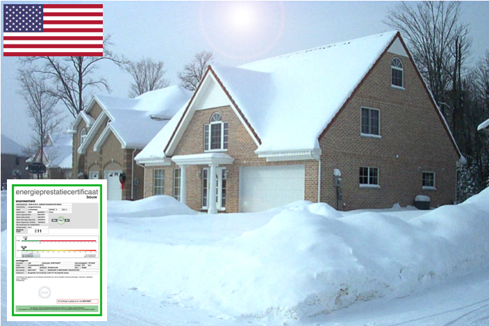 Ondergesneeuwde woning in Amerika gebouwd door de firma Quackels